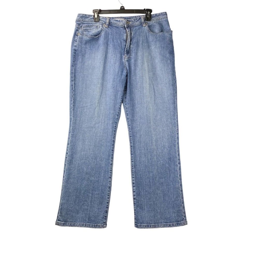 Chicos Platinum Womens Jean Size 3 Short Blue Denim Straight Medium Wash 34/28